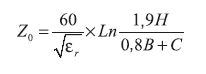 Формула волнового сопротивления для симметричной полосковой линии